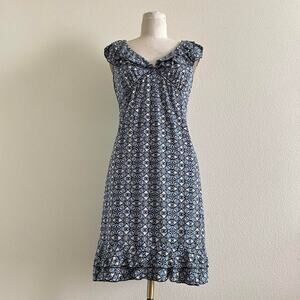 vintage Max Studio blue and white floral print mini dress